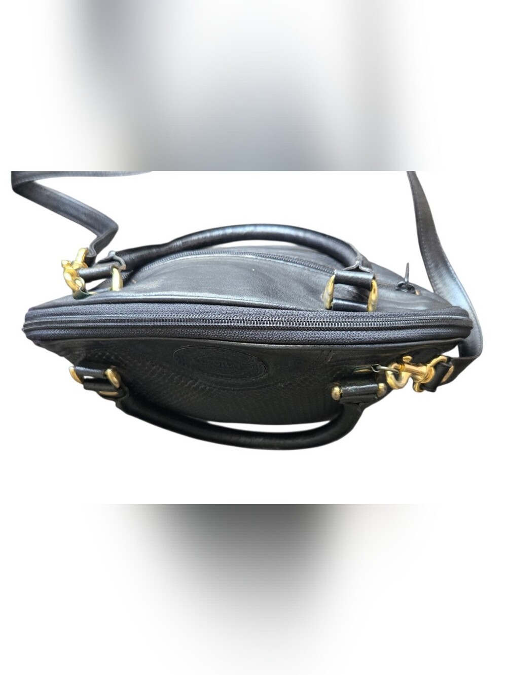 Oroton Vintage Black Cowhide Woven Crossbody Bag - Picture 10 of 14
